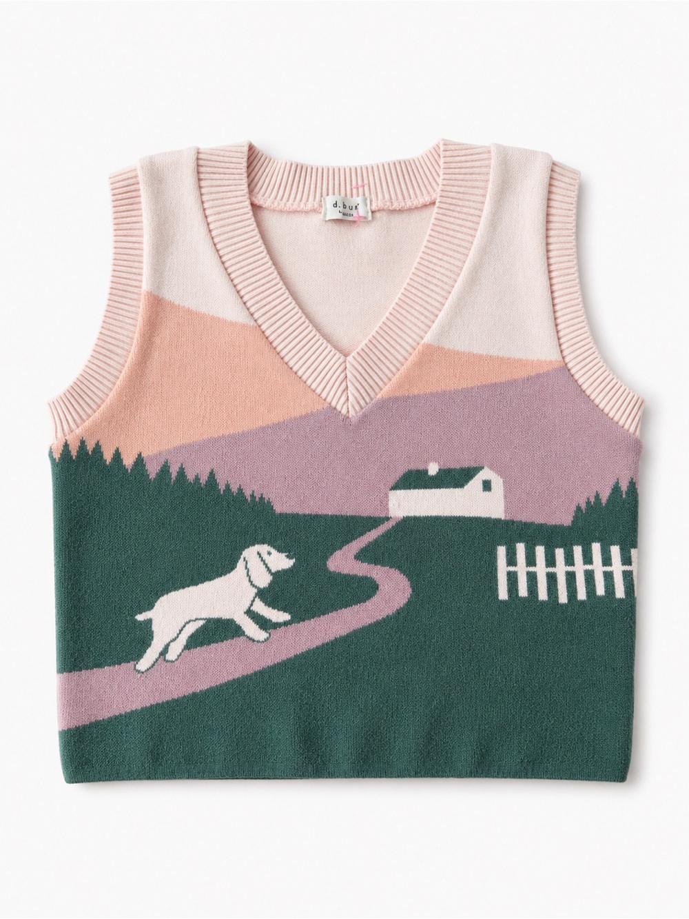 Debut Pink Knit Top with scenic picture